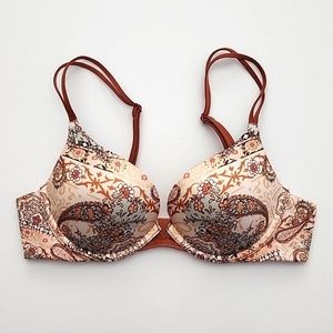 Victoria's Secret Very Sexy Push-Up Bra Paisley Print Burnt Orange 32B
